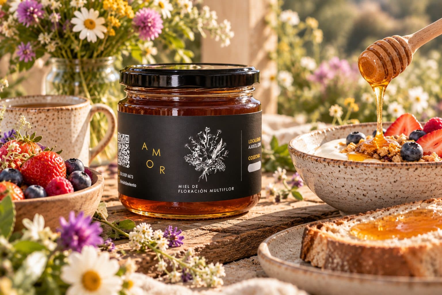 Miel Multiflor · Con yogur y fruta